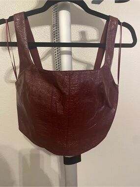 Faux Leather Cropped Top
